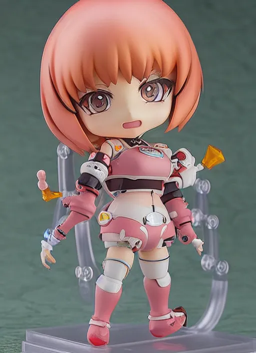 Image similar to a grotesque caricature of a kawaii mecha musume girl nendoroid figurine with a big dumb bucktooth grin featured on wallace and gromit by arthur szyk, looney