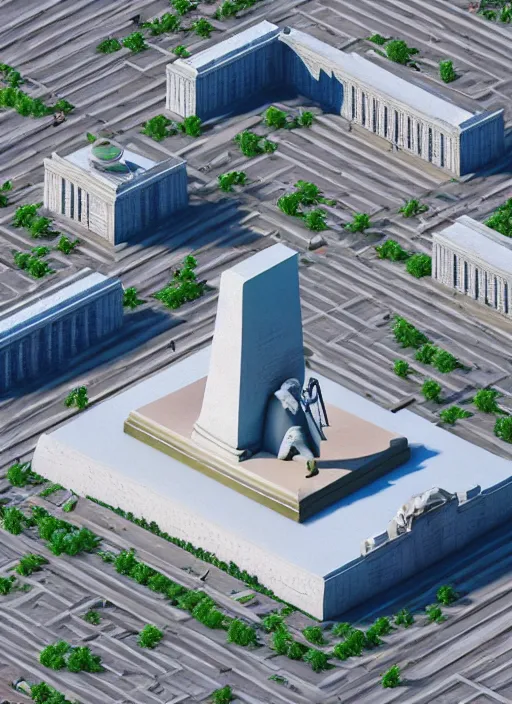 Image similar to lenin's monument isometric aerial by beeple, wlop, unreal engine 5, lumen, nanite