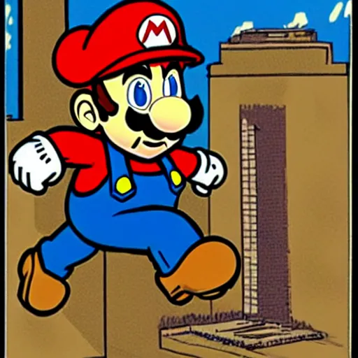 Image similar to super mario, by matt bors