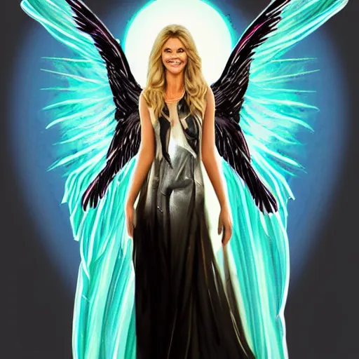 Image similar to Olivia Newton John as an angel, artstation.