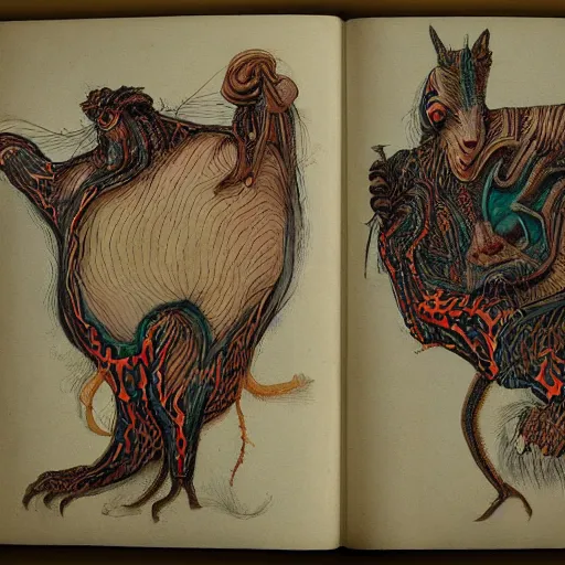 Image similar to surreal bestiary of repressed unconscious emotional creatures