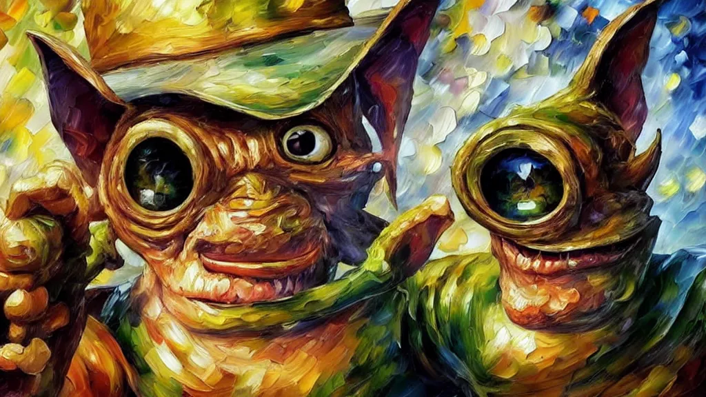 Image similar to A beautiful, highly detailed, very realistic oil painting of a goblin oil painting by Afremov.