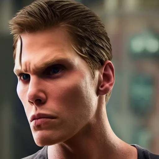 Image similar to Live Action Still of Jerma985 in Bad Boys, real life, hyperrealistic, ultra realistic, realistic, highly detailed, epic, HD quality, 8k resolution, body and headshot, film still