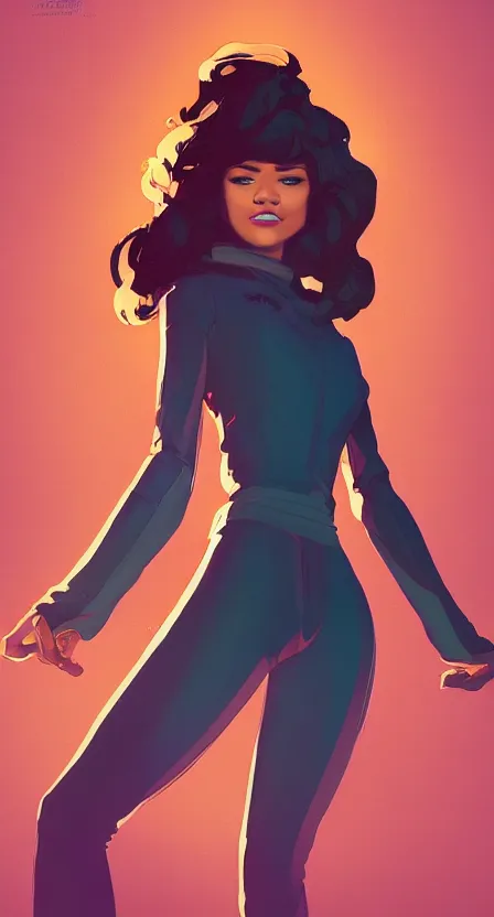 Prompt: zendaya in a confident pose, art poster, full body, t - pose, character design, ambient lighting, 4 k, lois van baarle, ilya kuvshinov, rossdraws, alphonse mucha, jung gi kim, dylan kowalsk, artstation