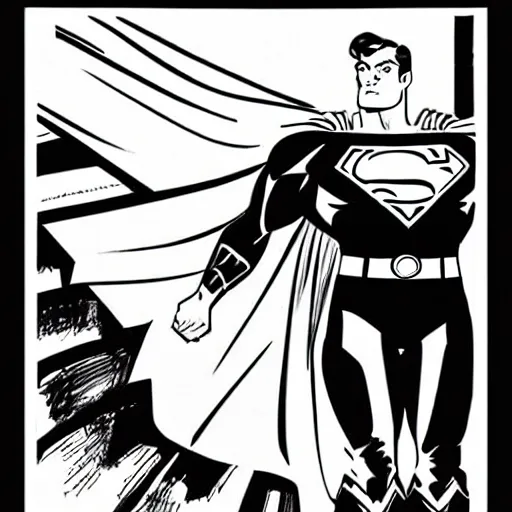 Image similar to superman ink illustration by darwyn cooke