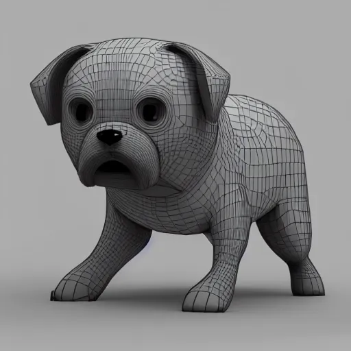 Image similar to detailed 3 d mesh of jake the dog from adventure time, zbrush, modeling space