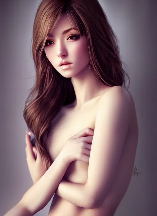 Image similar to a gorgeous female photo, professionally retouched, soft lighting, realistic, smooth face, full body shot, torso, dress, perfect eyes, wide angle, sharp focus on eyes, 8 k high definition, insanely detailed, intricate, elegant, art by artgerm, snowy winter