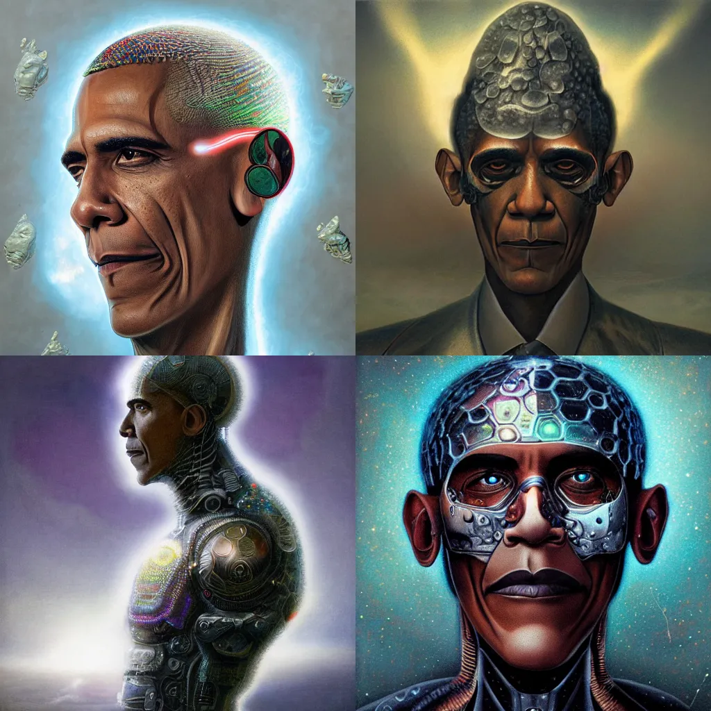 Prompt: a detailed illustration of cyborg obama by agostino arrivabene