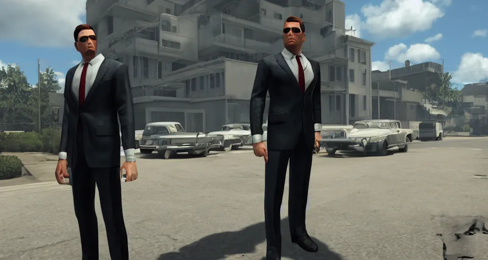 Image similar to Screenshot of a 3d Sterling Archer from the show Archer in the videogame 'Hitman 3' (2021). Sharpened. 1080p. High-res. Ultra graphical settings.