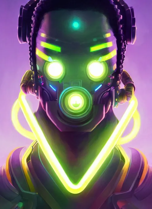 Image similar to symmetry portrait of lucio from overwatch, sci - fi, tech wear, glowing lights intricate, elegant, highly detailed, digital painting, artstation, concept art, smooth, sharp focus, illustration, art by artgerm and greg rutkowski and alphonse mucha