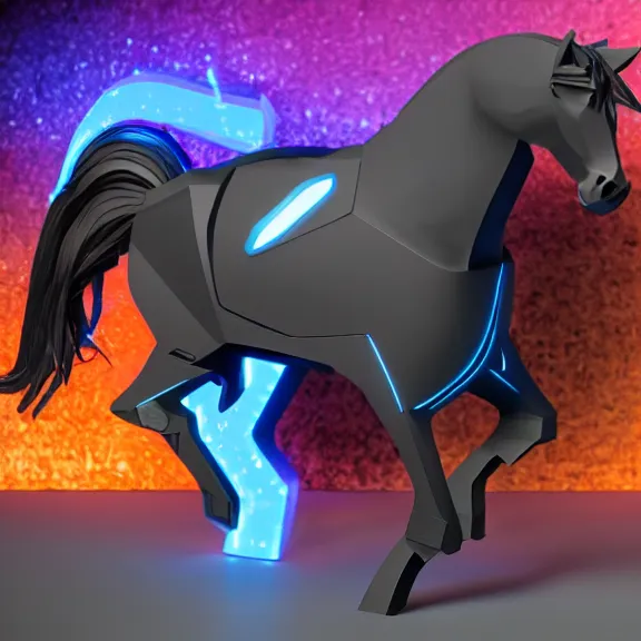 Prompt: RGB gaming horse manufactured by the company Razor