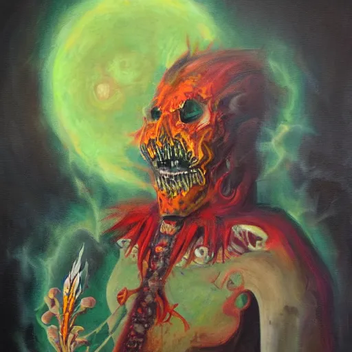 Prompt: portrait of Chaos Eater, oil on canvas