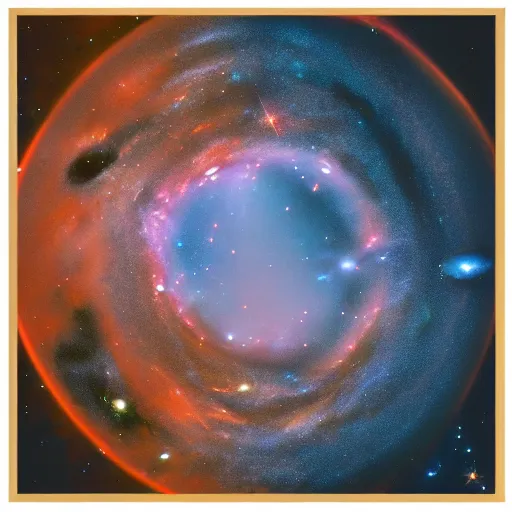 Image similar to hubble image of army of planets in galactic maelstrom, fire, vray, 5 5 mm