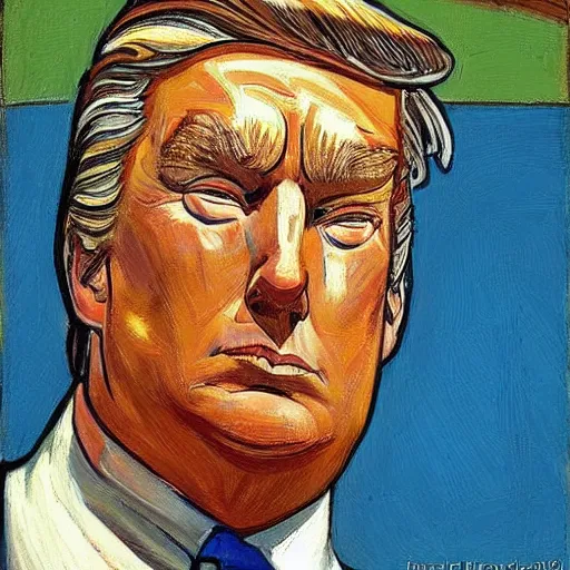 Image similar to donald trump painted by ferdinand hodler