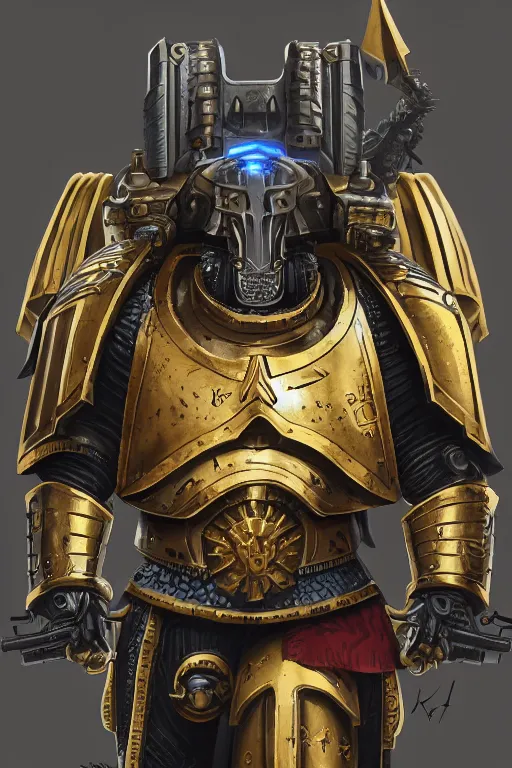 Image similar to armor portrait heros warhammer 4 0 k horus heresy fanart - the primarchs emperor by johannes helgeson animated with vfx concept artist & illustrator global illumination ray tracing hdr fanart arstation zbrush central hardmesh 8 k octane renderer comics stylized