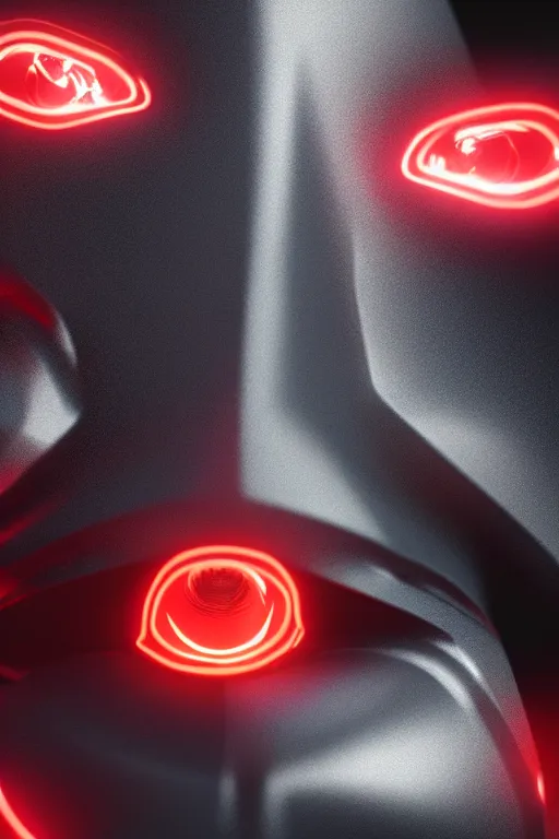 Prompt: closeup shot of a carbon black cyborg, macro shot, dof, cinematic, volumetric lighting, studio shot, octane render, red light, 4 k