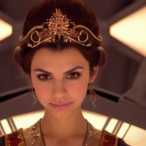 Image similar to victoria justice as princess padme in star wars episode 3, 8 k resolution, cinematic lighting, anatomically correct