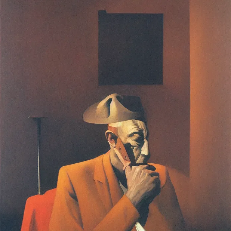 Image similar to portrait of a man, Edward Hopper and James Gilleard, Zdzislaw Beksinski, highly detailed