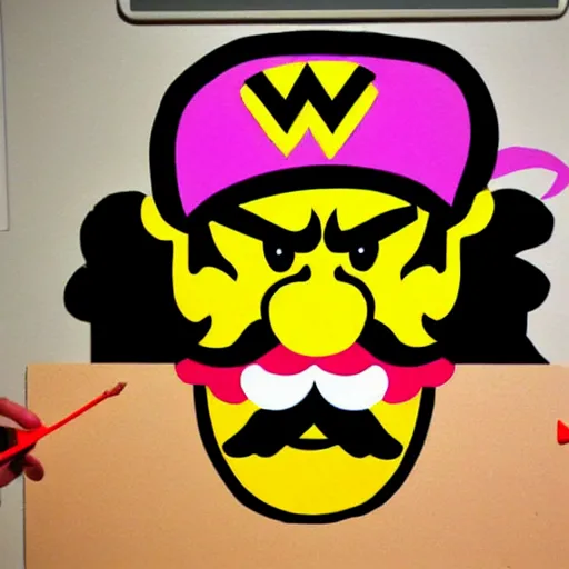 Image similar to wario eating a hot dog stencil art