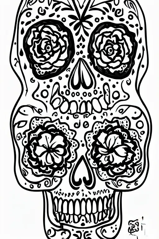 Image similar to illustration of a sugar skull day of the dead girl, art by necrolord