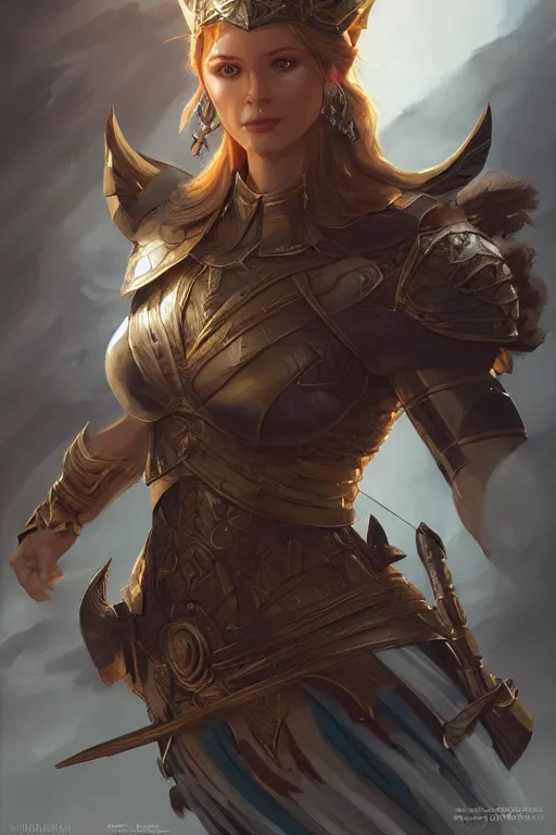 Image similar to amazon valkyrie athena, d & d, fantasy, portrait, highly detailed, headshot, digital painting, trending on artstation, concept art, sharp focus, illustration, art by artgerm and greg rutkowski and magali villeneuve