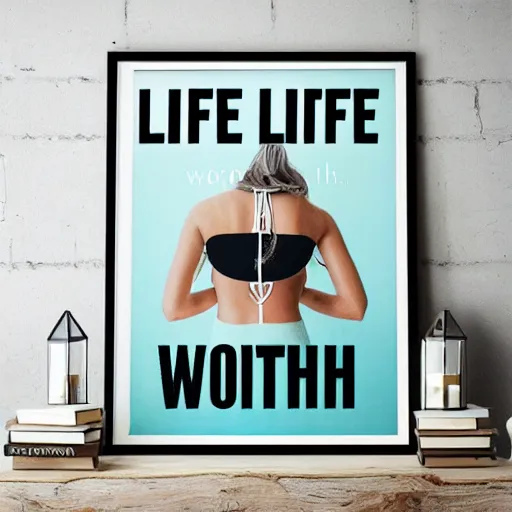 Image similar to a life worth living. aspirational quote advertisement poster