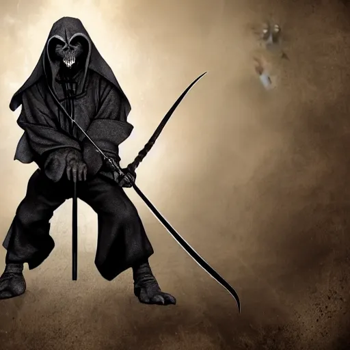 Image similar to a photo of master splinter as the grim reaper