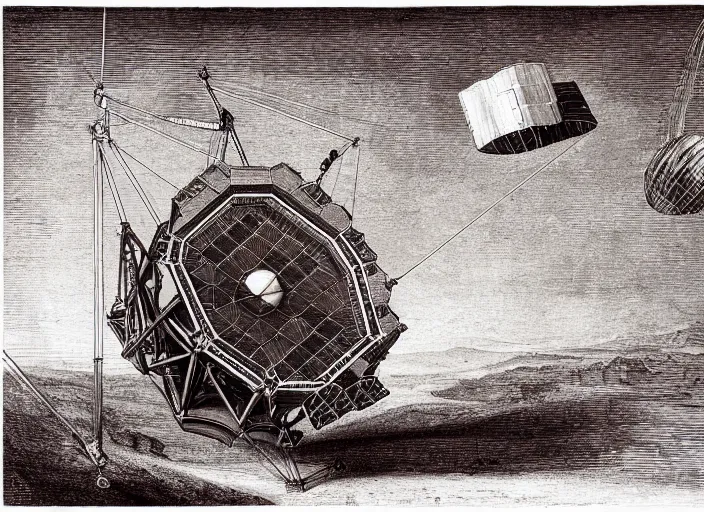 Prompt: the james webb space telescope as illustrated by leonardo da vinci