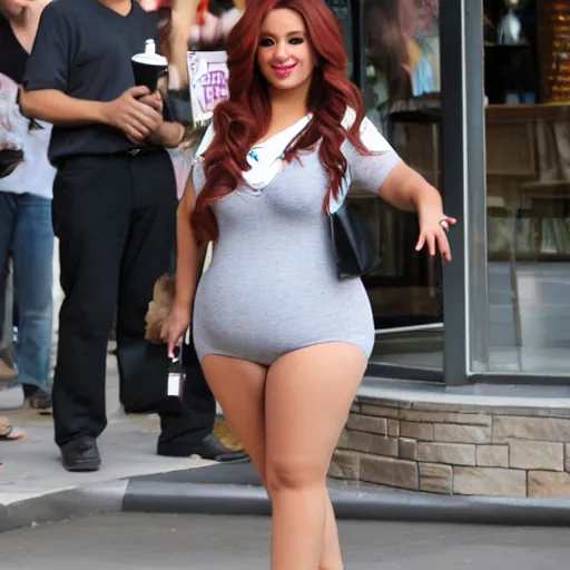 Image similar to Arianna Grande fat suit at Starbucks featuring Earnest paparazzi photography
