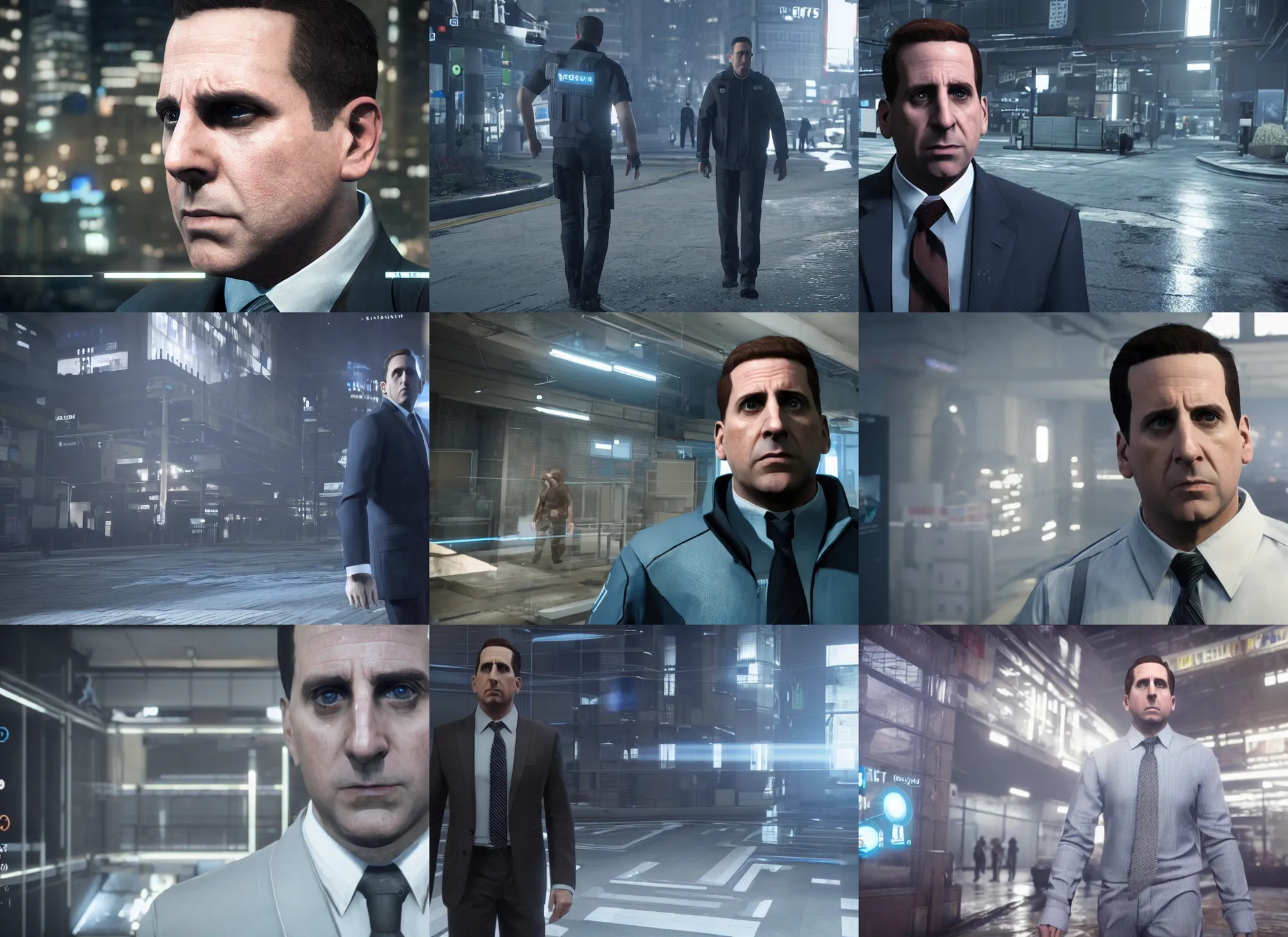 Prompt: still of michael scott as an android in detroit : become human, 8 k, hdr, unreal engine