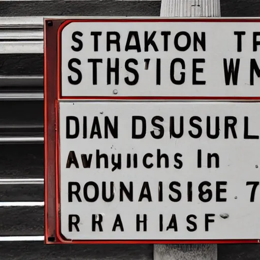 Prompt: Street sign with the words stable diffusion written on it, photograph