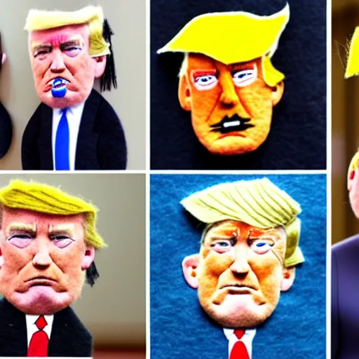 Image similar to detailed felt caricatures of trump suppoerters