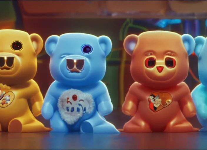 Image similar to film still of cyberpunk care bears in the fifth element movie, 4 k