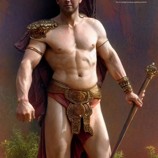 Image similar to full body portrait muscular paul rudd as the biblical adam, natural lighting, path traced, highly detailed, high quality, digital painting, by gaston bussiere, craig mullins, alphonse mucha j. c. leyendecker