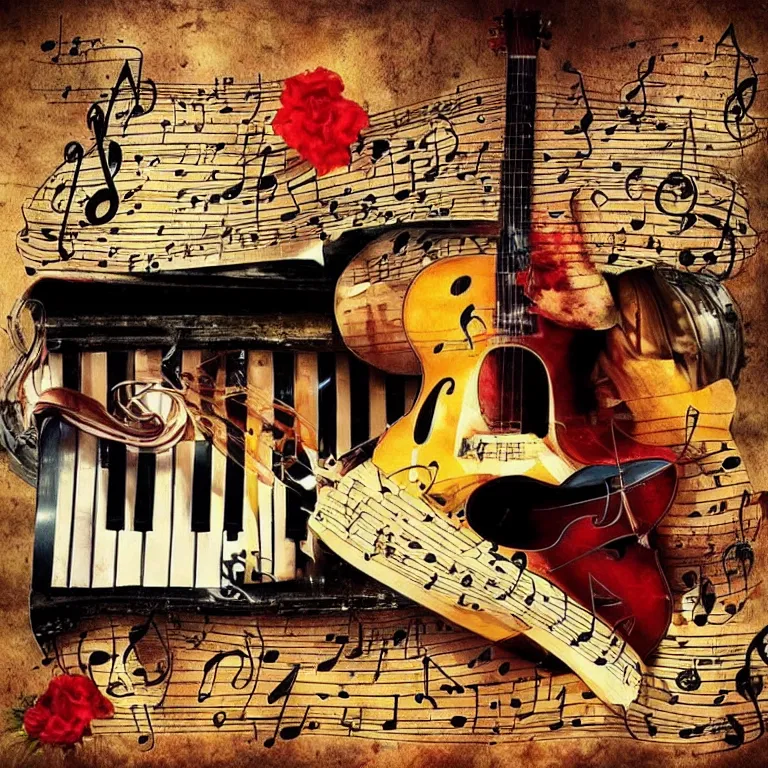 Prompt: a fantastic picture that depicts music, beautiful songs that soothe the soul, musical nature