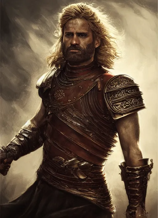 Prompt: highly detailed oil painting, masterpiece portrait warrior guard male lannister, fantasy character portrait, dynamic pose, above view, top lighting, realistic shaded, perfect face, 8 k realistic, hyper detailed, digital painting, artstation, concept art, hyper detailed eyes, cinematic lighting, dynamic pose, above view, perfect eyes