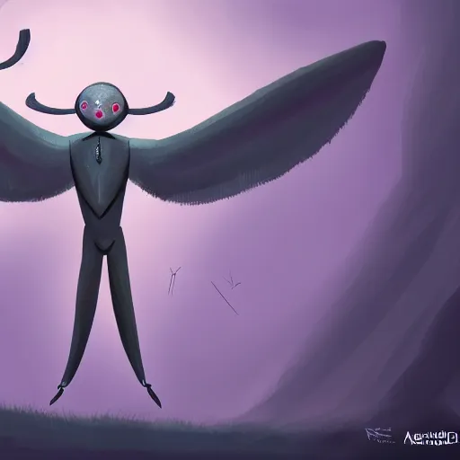 Image similar to an very happy upbeat humanoid mothman very stylized, slim, in the style of john park, digital art painting, winning award image, matte painting, light colours, superb, trending in artstation