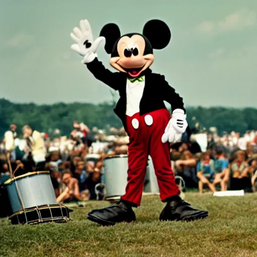 Image similar to mickey mouse performing at woodstock