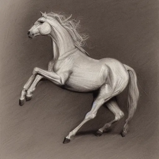 Image similar to a galloping wild horse, side view, gestural-pencil-study by george-stubbs da-vinci disney