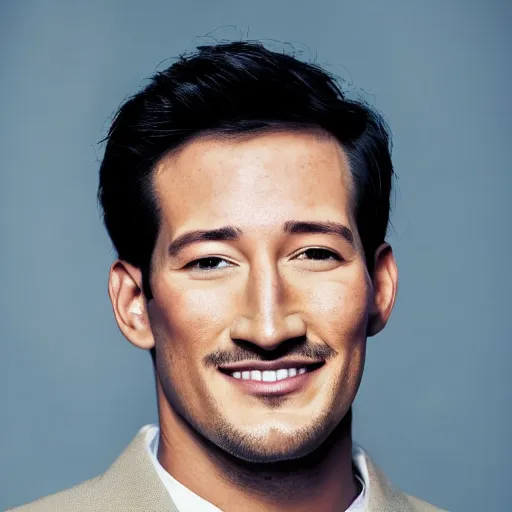 Image similar to a high quality photo of handsome markiplier, gigachad