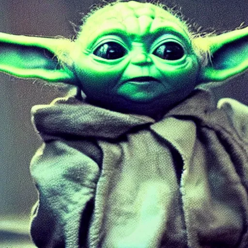 Image similar to baby yoda at the club at night dancing