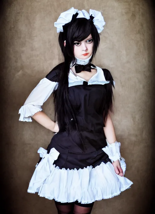 Image similar to emo girl in a maid outfit