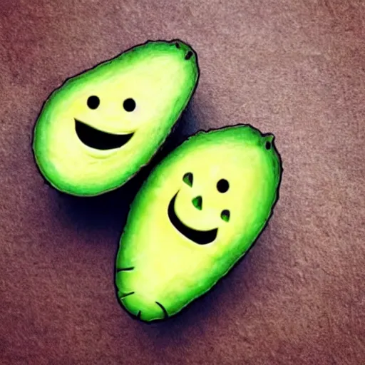 Image similar to avocado with cute smile face kawai art