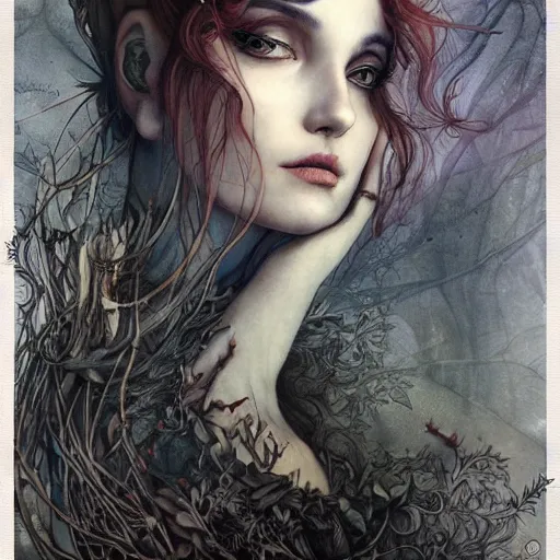 Image similar to a portrait in the style of anna dittmann and gerald brom and arthur rackham.