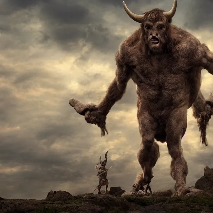 Image similar to john c. reilly as a minotaur, gorgeous art, epic, 8 k,