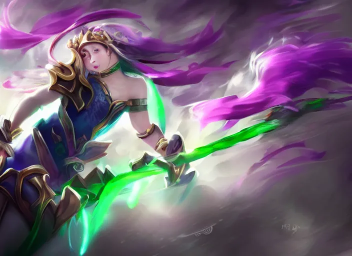 Prompt: champion splashart of champion made out of girl