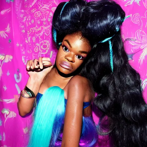 Image similar to azealia banks fantasea ii : the second wave, seapunk 2. 0, yemaya, madre agua, rapunzel mermaid hair