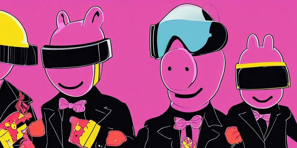 Image similar to Daft Punk album cover but its Pepa Pig