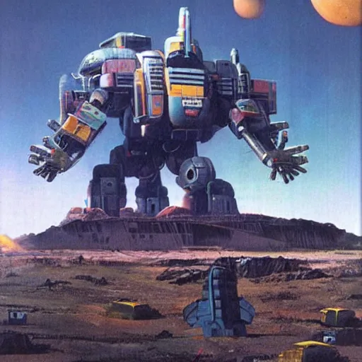 Image similar to giant robot attacks schoolbus, chris foss, john harris, beeple, wayne barlowe