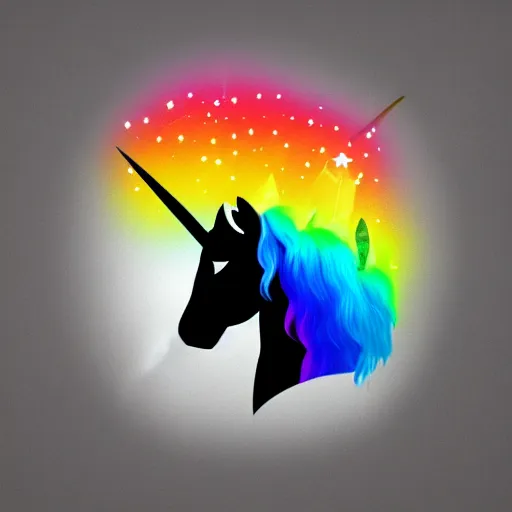 Image similar to digital illustration of a black punk rock unicorn with a rainbow mohawk, deviantArt, artstation, artstation hq, hd, 4k resolution